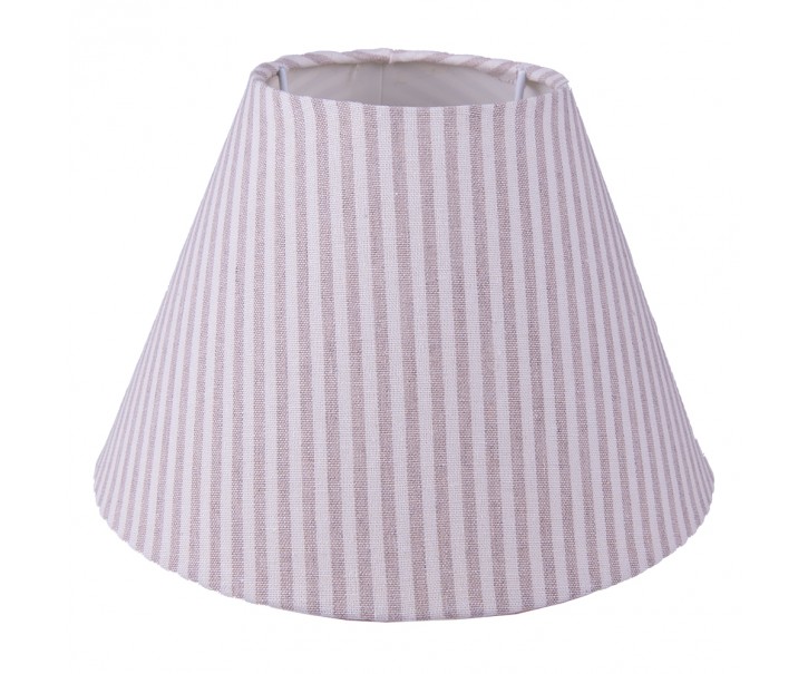 Béžové pruhované látkové stínidlo lampy - Ø 23*15 cm / E27 Clayre & Eef
