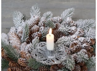 Zinkový antik zapichovací stojan na úzkou svíčku na věnec - Ø 11*9 cm