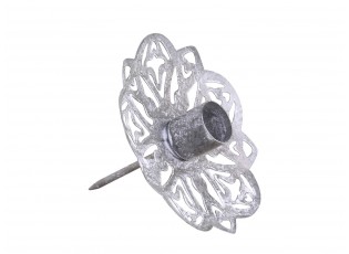Zinkový antik zapichovací stojan na úzkou svíčku na věnec - Ø 11*9 cm