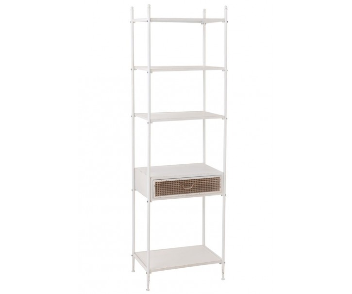 Bílý antik kovový policový regál se šuplíkem Valio White - 55*37*185cm J-Line by Jolipa