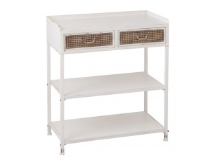 Bílý antik kovový konzolový stůl se šuplíky Valio White - 75*38*84cm