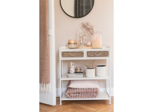 Bílý antik kovový konzolový stůl se šuplíky Valio White - 75*38*84cm