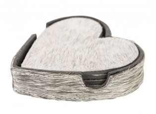Sada 4ks kožených podtácků ve tvaru srdce Heart grey - 13*13*3 cm