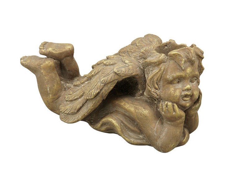 Bronzovo - hnědý antik květináč ležící Anděl - 30*16*15 cm Exner