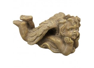 Bronzovo - hnědý antik květináč ležící Anděl Bronie - 37*20*18 cm