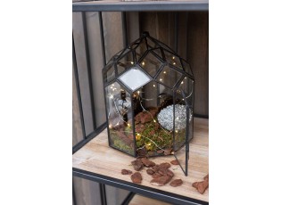 Černý kovový domácí skleník Terrarium - 25*25*38 cm