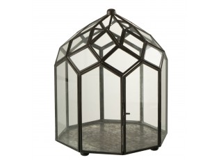 Černý kovový domácí skleník Terrarium - 23*23*30cm