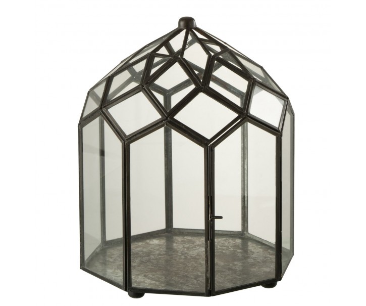 Černý kovový domácí skleník Terrarium - 23*23*30cm J-Line by Jolipa