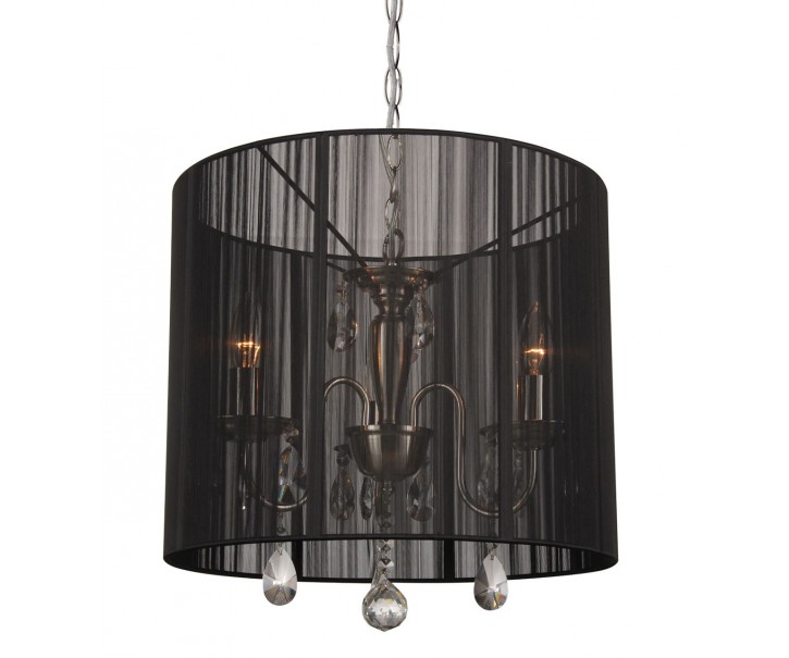 Černý kulatý lustr Merel - Ø40 x 120 cm / 3*E14 Collectione