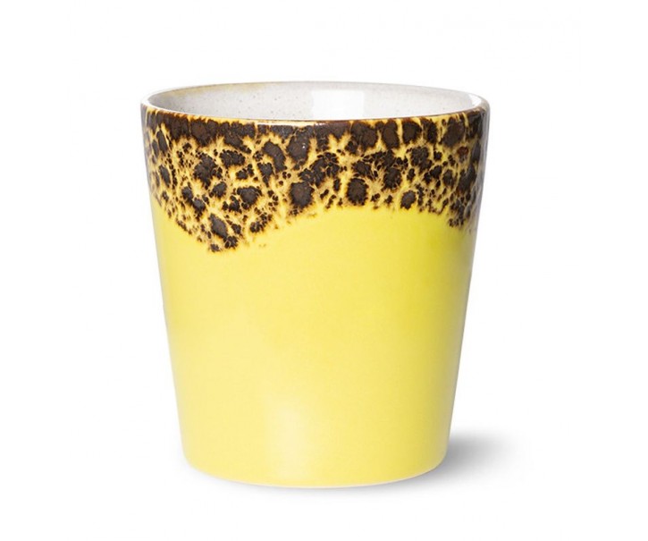 Žluto-hnědý retro hrnek na kávu Coffee 70s Solar - Ø7,5*8cm / 180ml HKLIVING