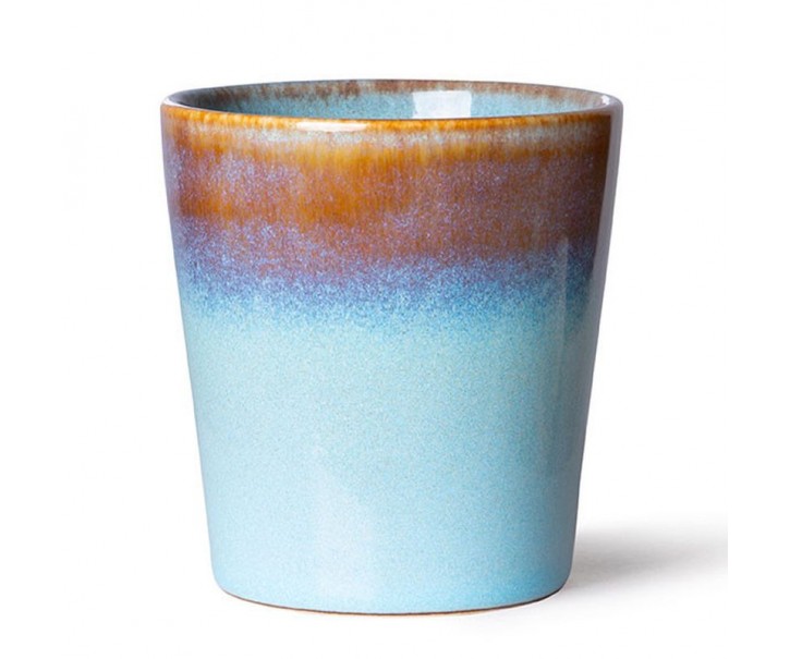 Modrý retro hrnek na kávu Coffee 70s Lagune - Ø7,5*8cm / 180ml HKLIVING