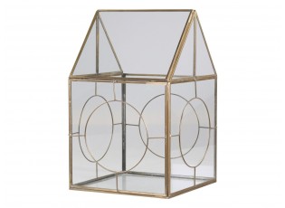 Bronzová antik kovová lucerna Candle house - 20*20*33cm