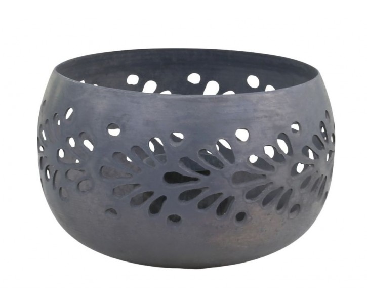 Zinkový antik svícen na úzkou svíčku Miebo - Ø 7,5*5 cm Chic Antique