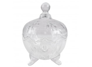 Transparentní skleněná miska dóza na cukrovinky s víkem - Ø 15*20 cm