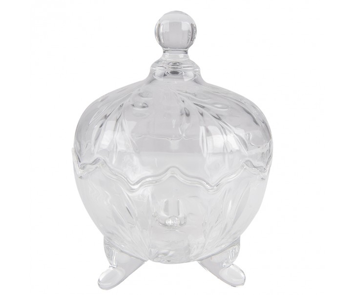 Transparentní skleněná miska dóza na cukrovinky s víkem - Ø 15*20 cm Clayre & Eef
