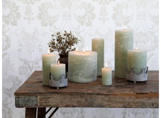 Zelená široká svíčka Macon Rustic verte - Ø 5*8cm