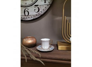 Bílý porcelánový šálek s barevným podšálkem Cuppie - Ø 12*7 / 95 ml