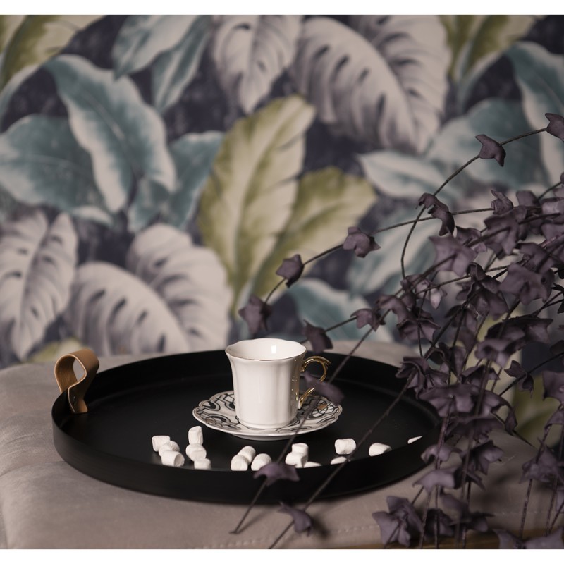 Bílý porcelánový šálek s barevným podšálkem Cuppie - Ø12*7 / 95 ml Clayre & Eef Bílý porcelánový šálek s barevným podšálkem Cuppie - Ø12*7 / 95 ml Clayre & Eef