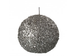 Champagne stříbrná kulatá svíčka s glitry - Ø 8 cm / 15h