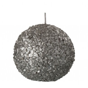 Champagne kulatá svíčka s glitry - Ø 8 cm / 15h