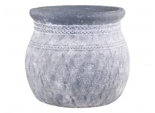 Šedý antik cementový obal na květináč se vzorem Cholet L - Ø 32*29cm