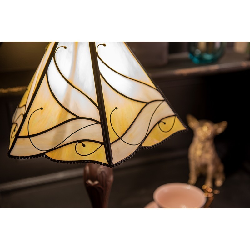 Béžová stolní lampa Tiffany Rio - Ø 31*43 cm E27/max 1*40W Clayre & Eef Béžová stolní lampa Tiffany Rio - Ø 31*43 cm E27/max 1*40W Clayre & Eef