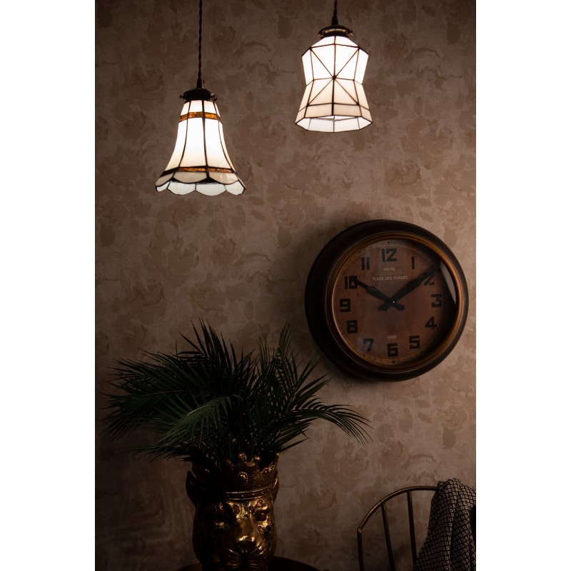 Bílá závěsná tiffany lampa Joanne - Ø 15*115 cm E14/max 1*25W Clayre & Eef Bílá závěsná tiffany lampa Joanne - Ø 15*115 cm E14/max 1*25W Clayre & Eef