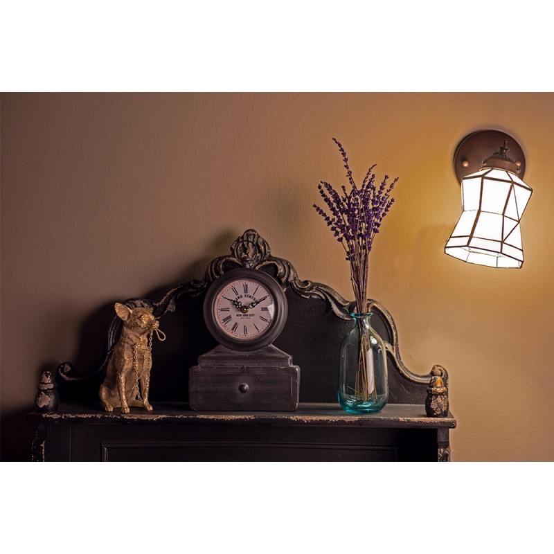 Bílá nástěnná tiffany lampa Joanne - 17*12*23 cm E14/max 1*40W Clayre & Eef Bílá nástěnná tiffany lampa Joanne - 17*12*23 cm E14/max 1*40W Clayre & Eef