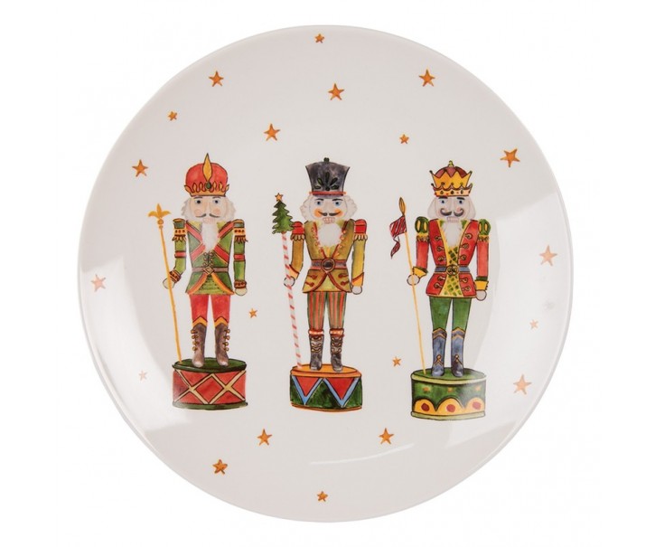 Porcelánový dezertní talířek s Louskáčky Happy Little Christmas - Ø 20 cm Clayre & Eef