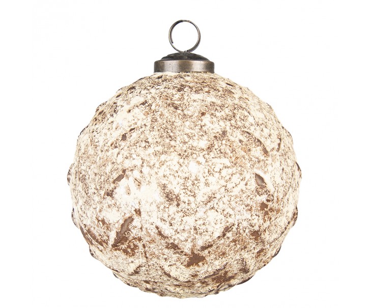 Béžovo-hnědá skleněná vánoční ozdoba koule - Ø12*12 cm Clayre & Eef