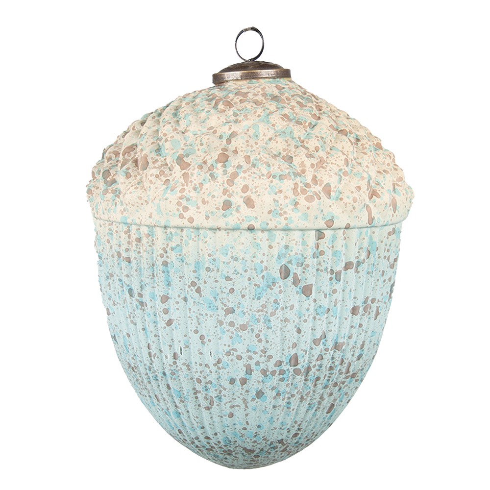 Béžovo-tyrkysová vánoční skleněná ozdoba žalud XL - Ø 15*20 cm Clayre & Eef Béžovo-tyrkysová vánoční skleněná ozdoba žalud XL - Ø 15*20 cm Clayre & Eef