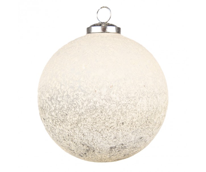 Béžovo-hnědá skleněná vánoční ozdoba koule - Ø 12*12 cm Clayre & Eef