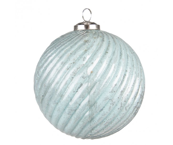Tyrkysová antik vánoční skleněná ozdoba koule XL - Ø15*15 cm Clayre & Eef