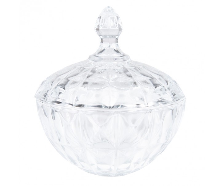 Transparentní skleněná miska dóza na cukrovinky s víkem - Ø 16*19 cm Clayre & Eef