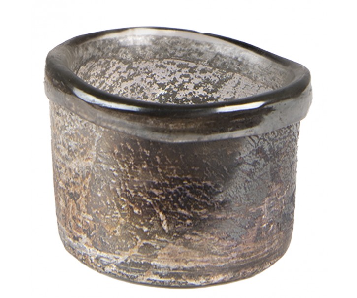Hnědý skleněný svícen na čajovou svíčku - Ø 8*6 cm Clayre & Eef
