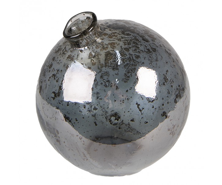 Skleněná šedá kulatá foukaná váza Sandy I - Ø 13*13 cm Clayre & Eef