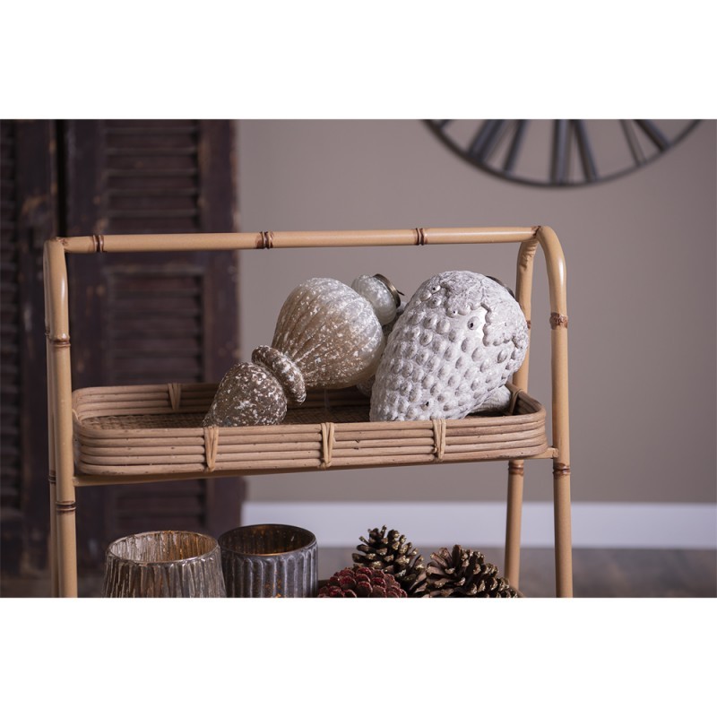 Bílo-hnědá antik skleněná ozdoba baňka XL - Ø 12*25 cm Clayre & Eef Bílo-hnědá antik skleněná ozdoba baňka XL - Ø 12*25 cm Clayre & Eef