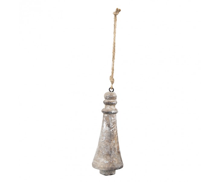 Přírodní dřevěná antik závěsná dekorace - Ø 6*16 cm Clayre & Eef