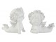Set 2ks bílých andílků se stříbrnou patinou - 14*7*11cm J-Line by Jolipa