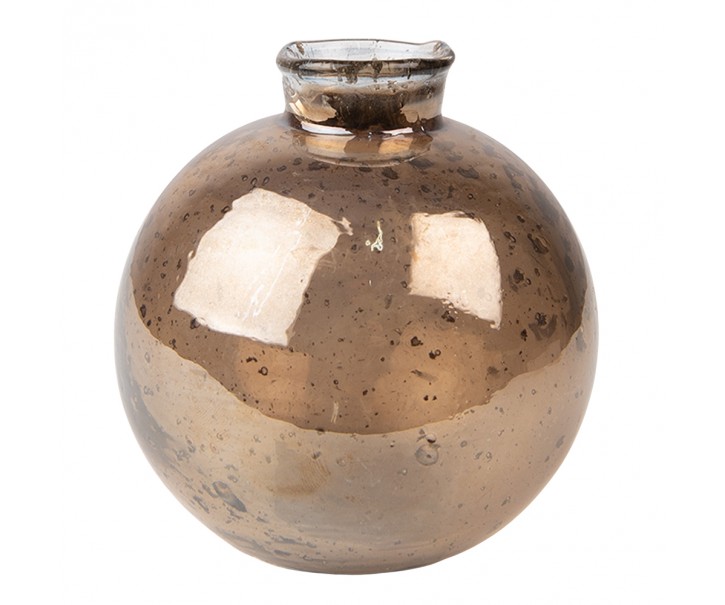 Skleněná hnědá kulatá foukaná váza Sandy - Ø 10*10 cm Clayre & Eef
