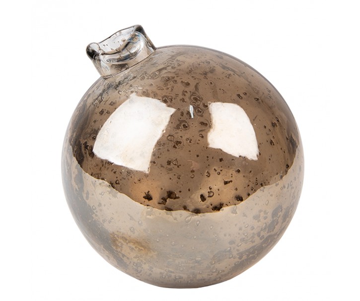 Skleněná hnědá kulatá foukaná váza Sandy I - Ø10*10 cm Clayre & Eef
