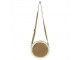 Hnědá kulatá kožená kabelka crossbody zdobená ovčí vlnou - 24*8*24cm Mars & More 