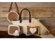 Hnědá kulatá kožená kabelka crossbody zdobená ovčí vlnou - 24*8*24cm Mars & More 