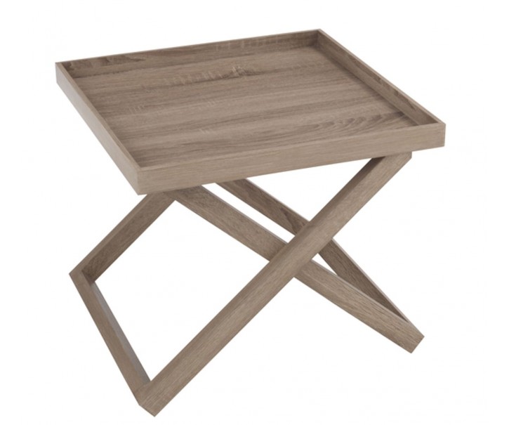 Hnědý dřevěný odkládací stolek s podnosem Butlertray - 52*52*46cm J-Line by Jolipa