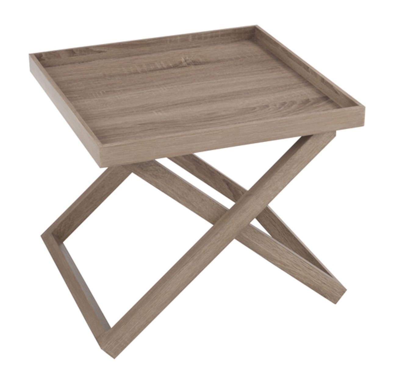 Hnědý dřevěný odkládací stolek s podnosem Butlertray - 52*52*46cm