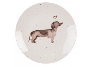 Porcelánový dezertní talíř s jezevčíkem Dachshund Love - Ø 20cm