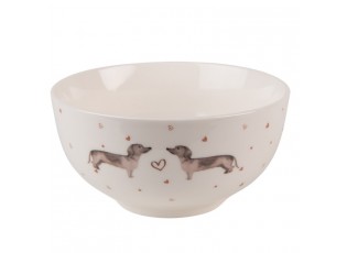Porcelánová miska s jezevčíkem Dachshund Love - Ø 14*7 cm