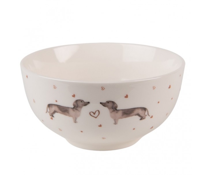 Porcelánová miska s jezevčíkem Dachshund Love - Ø 14*7 cm Clayre & Eef