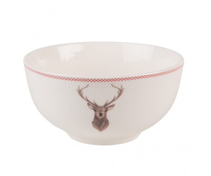 Porcelánová miska s jelenem Cosy Lodge - Ø 14*7cm/ 500ml Clayre & Eef