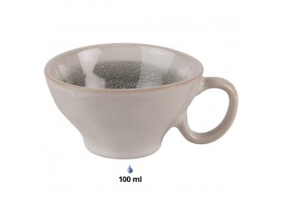 Šedo-zelený keramický šálek s podšálkem Groa - 10*8*5 cm / Ø 14*1 cm / 100 ml